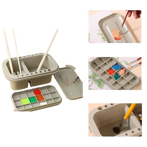 3-in-1 Palette w/Lid, Cup Brush Storage for Acrylic & Oil Painting