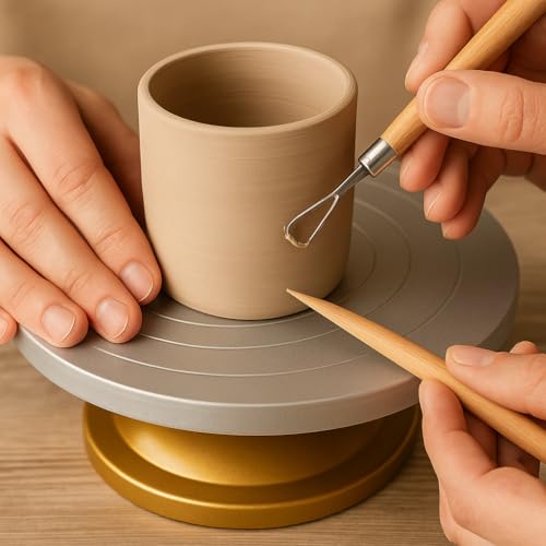 IRSTBL - 12" Banding Wheel for Pottery – Heavy Duty Plastic Pottery Turntable & Sculpting Wheel with Steel Bearings, Anti-Slip Base and 8-Piece Clay Tool Set