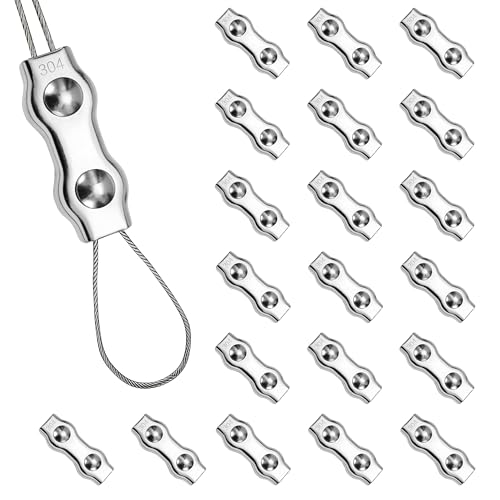 20 PCS Double Rope Clamp,M3 Wire Rope Clamp - size: M3-2-20Pack