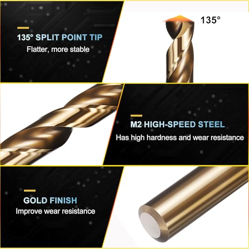 PATIKIL #16 Drill Bit Micro M2 High-Speed Steel 135° Gold Finish 12Pcs - size: #16