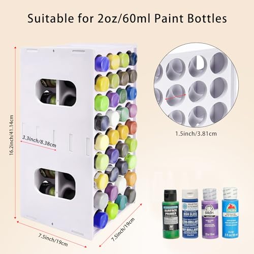 Acrylic Paint Organizer,2oz Craft Paint Holder Rack with 72 Holes - size: 72 Holes
