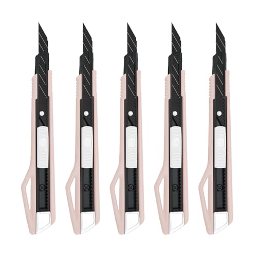 MANUFORE 5pcs 9mm Snap-off Knives with 30-Degree Precision Blade - size: 5pcs pink knife