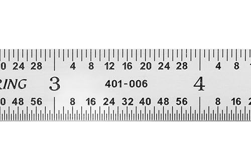 PEC Tools 6" Metal Ruler, Flexible, 4R Graduation, Precision Measuring Tool - color: Carbon Steel-Flexible, size: 6"