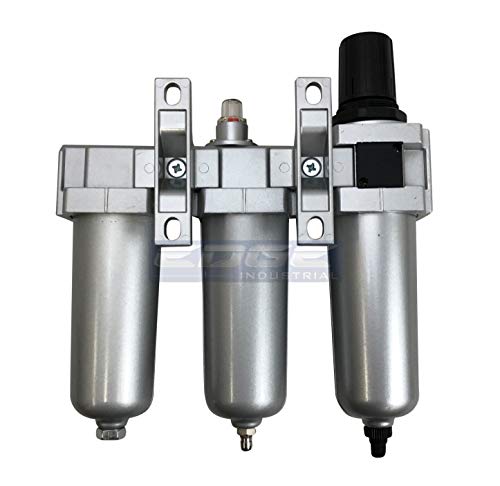 3 STAGE, HEAVY DUTY INDUSTRIAL GRADE FILTER REGULATOR COALESCING DESICCANT DRYER SYSTEM FOR COMPRESSED AIR LINES, METAL BOWLS, GREAT FOR PAINT SPRAY AND PLASMA CUTTER (3/4" NPT, AUTO DRAIN) - style: 3/4" NPT, AUTO DRAIN