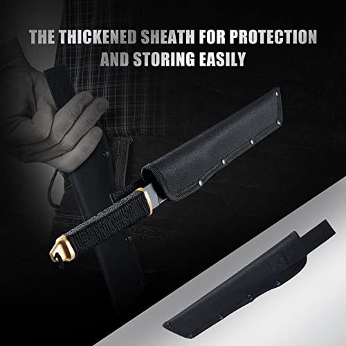 Leopcito 11.5" Japanese Fixed Blade Tactical Knives with Sheath - color: Black