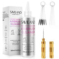 SAVILAND Airbrush Cleaner Kit: 10S Instant 240ml Airbrush Cleaning Kit Low Odor Acetone Free with Cleaning Brush & Needle Nozzle Reamer Full Tool Set for Clog Removal Nail Art Airbrush Pro - color: Grey