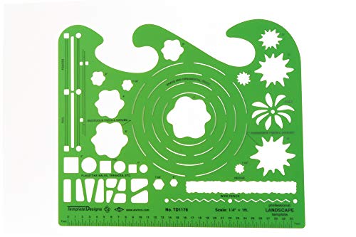 ALVIN, TD1178, Landscape Design Template, Drawing and Drafting Tool for Artists, Architects, Design and Drafting, 7 x 8.25 x .030 Inches - style: Landscape Template