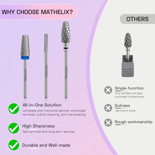 3PCS Nail Drill Bits Set for Fast Remove Acrylic Hard Gel & Cucticle Prep - color: Silver Set