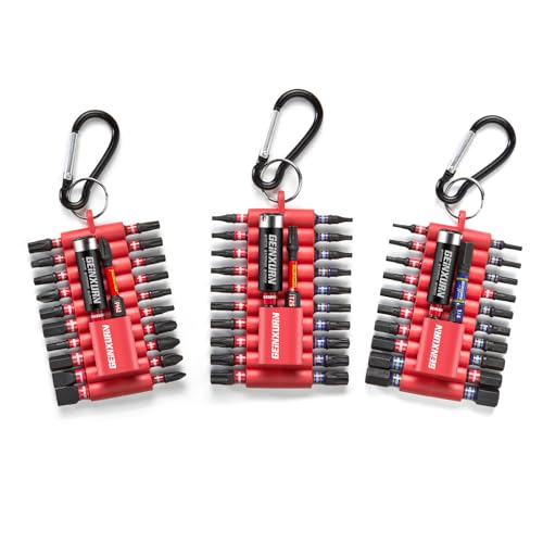 Geinxurn (PH/TORX/HEX/PZ/SQ/SL) Screwdriver Bits Set, 66 Pieces Impact 1”/ 2”Magnetic S2 Steel Multi Power Insert Driver Bits and 3Pc Bit Holder with Organizer Sleeve - color: Multi-bitb, size: 1''/2''-66PCS