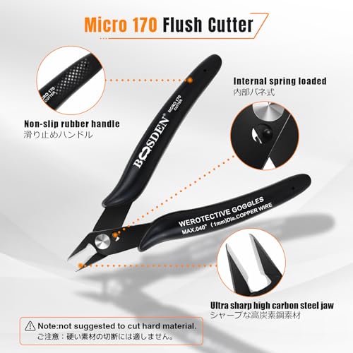 BOOSDEN 10 Pack Small Micro Wire Cutters Flush Cutter Pliers 5-Inch - color: Micro - 10 Pack