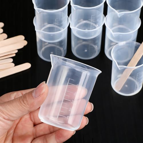 Tatuo 200 Pack Plastic Measuring Cups 1.7oz/50ml, Clear Graduated Beakers