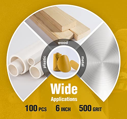 6 Inch Sanding Disc Self Stick 500 Grit PSA Sanding Discs 100 PCS Aluminum Oxide Adhesive Backed Sandpaper - style: 500 Grit