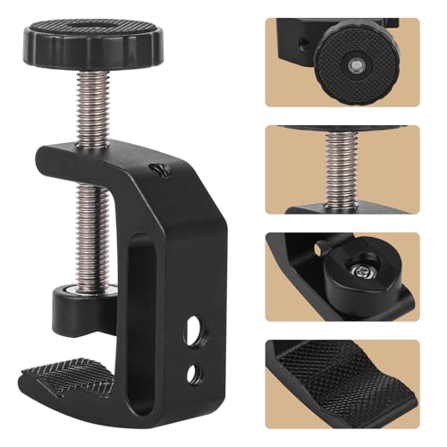 4 Pack Universal C-Clamp, Small C-Clamps with 1/4 and 3/8 Thread Hole, Adjustable Aluminum C Clamp for Desktop Mount Holder, Carts, Benches
