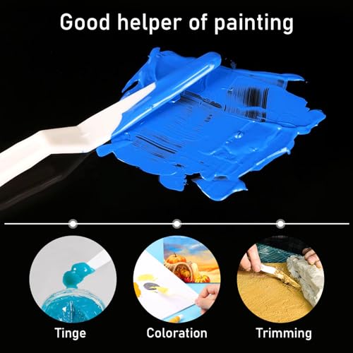 6Pcs Plastic Spatula Palette Knives, Palette Knife Set Thin and Flexible Art Knife Tools Pallet Knife for Acrylic Paint Painting Knife Mixing,Spreading,Scratching,Layering Colors,Watercolor Painting