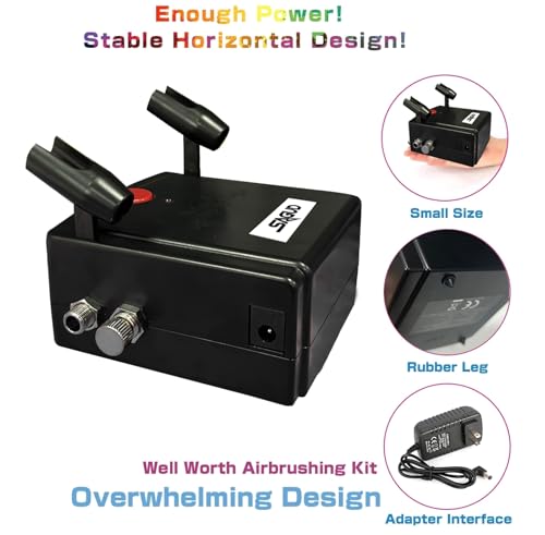 Professional Mini Airbrush Kit with Portable Compressor - Perfect for Painting, Hobby, Craft, Model - Dual-Action Gravity Feed Air Brush Gun with Airbrush Cleaning Kit
