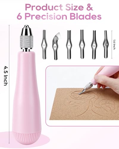 UCEC Pink 6-Blade Linocut Carving Kit for Stamp Making & Block Printing - color: 1pc Linoleum Knife(pink)