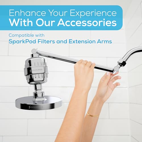 SparkPod Rain Shower Head, 6 Inch Round, Luxury Polished Chrome Finish - color: Chrome (Polished), style: 6 Inch Round
