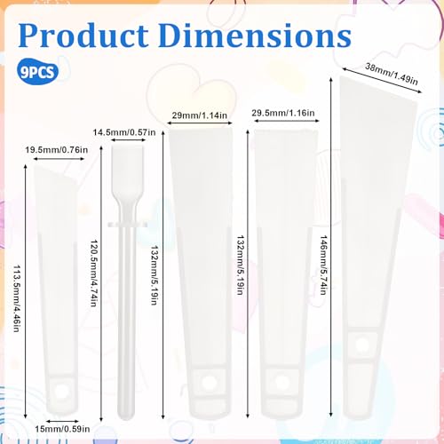 9Pcs Applicator Glue Spreaders,Plastic Glue Smear Plate Scraper Sticks Applicator Tool Sticks Scraper Stick for Leatherwork Woodwork Handmade DIY Leather Spreads DIY Art Crafts Project
