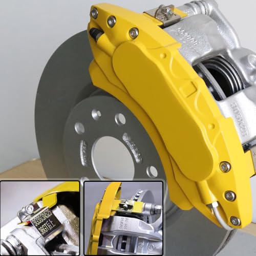 Yellow Brake Caliper Covers Compatible with Tesla Model Y Accessories，Mode Y Long Range 2020-2026, 19 20 Inch Wheel Hub Front and Rear Brake Caliper Covers - color: Yellow