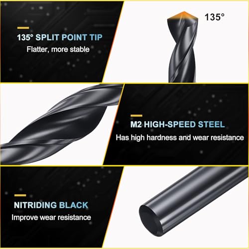 PATIKIL #19 Drill Bit Micro M2 High-Speed Steel 135° for Metal 12 Pack - size: #19 (4.216mm)