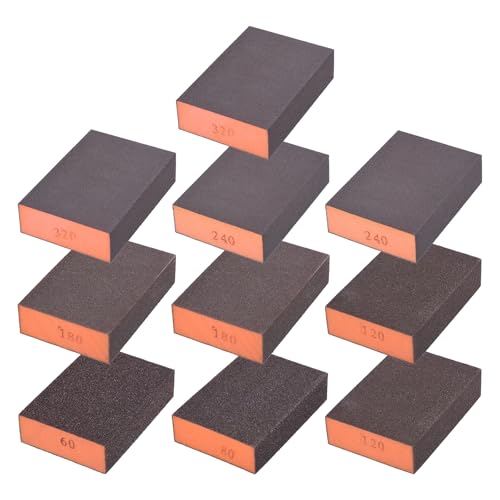 10Pcs 60-320Grit Sanding Sponges, Wet Dry Sanding Blocks - size: 60/80/120/180/240/320Grit