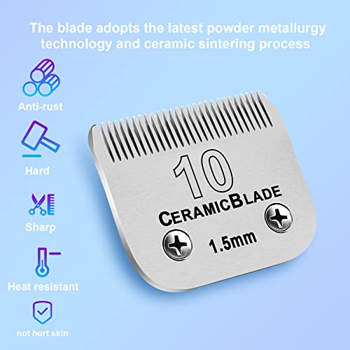 10# Grooming Ceramic Pet Clipper Blades Compatible with Andis & Oster A5 - color: Silver, size: 10# 1.5mm (2 Pack)