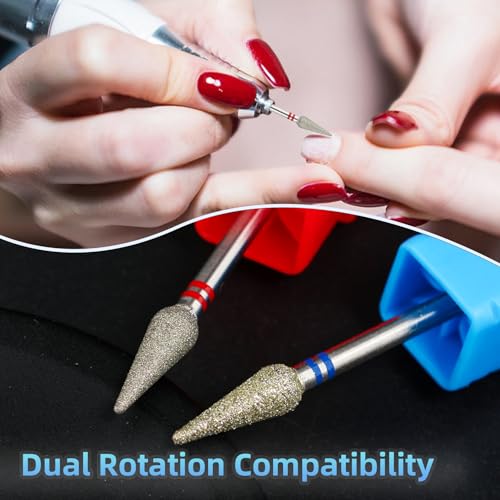 QUNZHAO 2Pcs Diamond Nail Drill Bits Carbide Conical Micro Cuticle Remover Bit for Under Nail Dead Skin Cleaning Cuticle Remove Nail Art Design Manicure (12 set 4.0mm Bud Shape) - size: 12 set 4.0mm Bud Shape