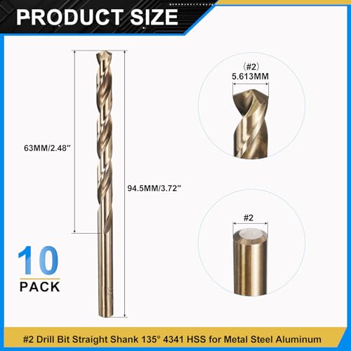 PATIKIL #2 Micro Drill Bit 4341 High-Speed Steel for Thin Metal 10 Pack - size: #2