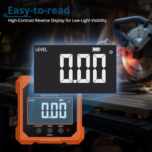 Digital Laser Inclinometer,Magnetic Digital Level with Side Lasers - color: Orange Panel+red Laser