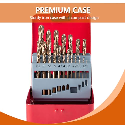 19-Piece M35 Cobalt Steel Metric Drill Bit Set, 1-10mm - style: 19pcs(Metal Case)