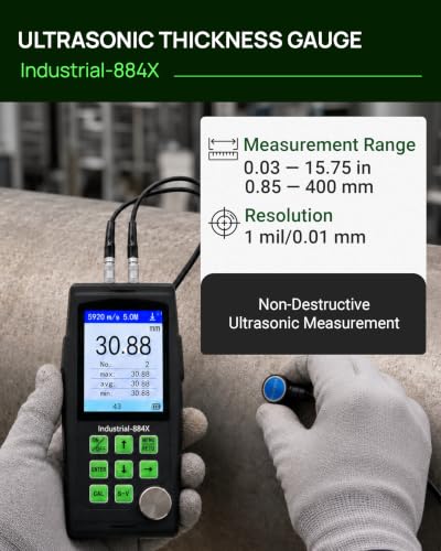 Ultrasonic Thickness Gauge Industrial-884X, PC Data, MILS/mm, 0.033–15.75 in