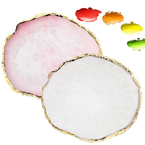 Resin Nail Art Palette, Nail Painting Mixed Color Palette, White+Pink - color: 2 Pack (W+p)