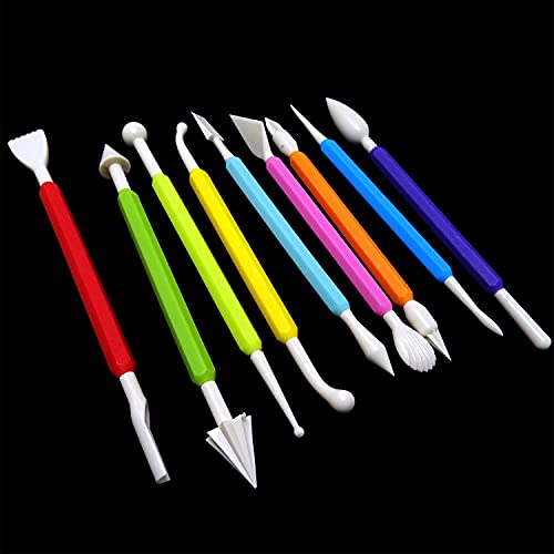 Honbay 9PCS Plastic Fondant Sculpture Pen Knife Tools Cake Decorating Hand Tools Pottery Sculpting Modeling Tools for Cake Flower Sculpture Pottery