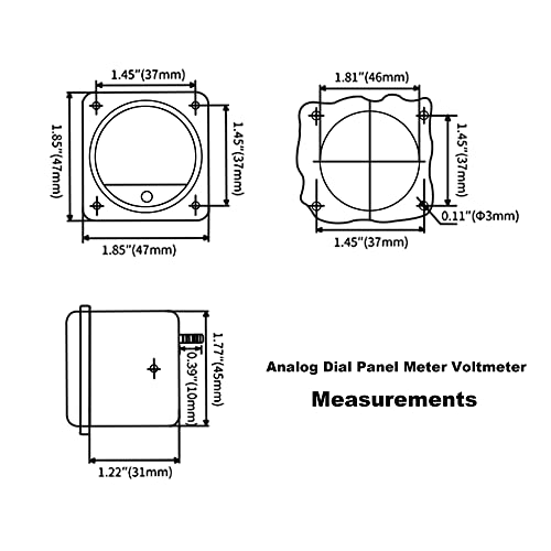 Analog Dial Panel Meter Voltmeter Gauge Current Measuring Ammeter SO-45 DC 200A/75MV - size: DC 200A