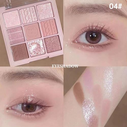 Nude Beige Matte Eyeshadow Palette Makeup, Silver Glitter Eye Shadow Palette Makeup, Highly Pigmented Eye Shadows For Older Women Eyes Naturing-Looking, Long Lasting Waterproof 04# - color: G-#04