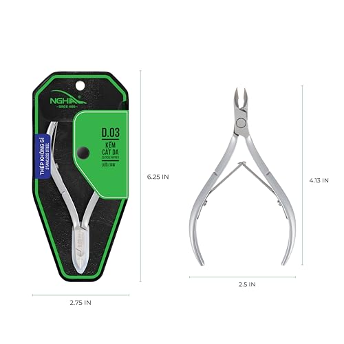NGHIA Cuticle Nipper - D-03 JAW 12 | Stainless Steel | Durable and Sharp | Ergonomic Design | Grey Plated | Ideal for Salons and Home Use - size: Jaw 12