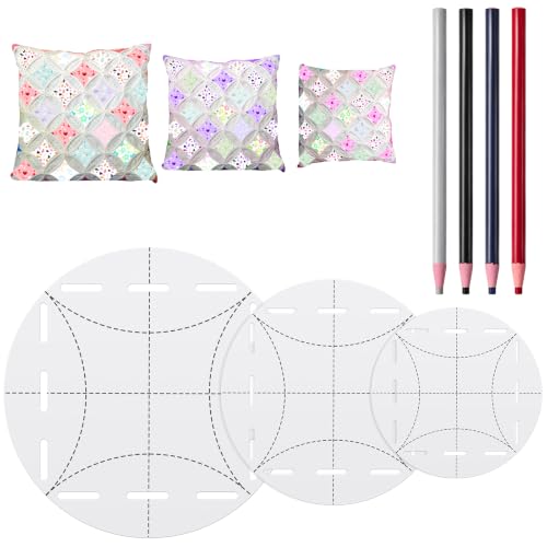 Taiyin 7 Pcs Quilt Circle Template & Washable Pens, Acrylic Circle Ruler