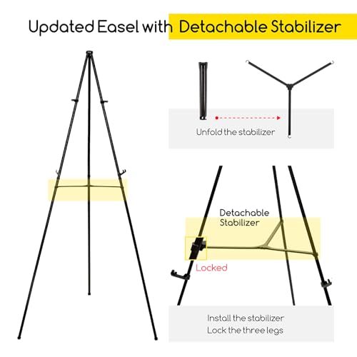 MEEDEN 6Pcs Easel Stand for Sign: 63" Art Metal Easel for Display with Bag - size: 6-PACK
