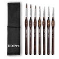 Nicpro 7pcs Kolinsky Sable Miniature Paint Brushes with Cloth Roll - size: 7 PCS (brown)