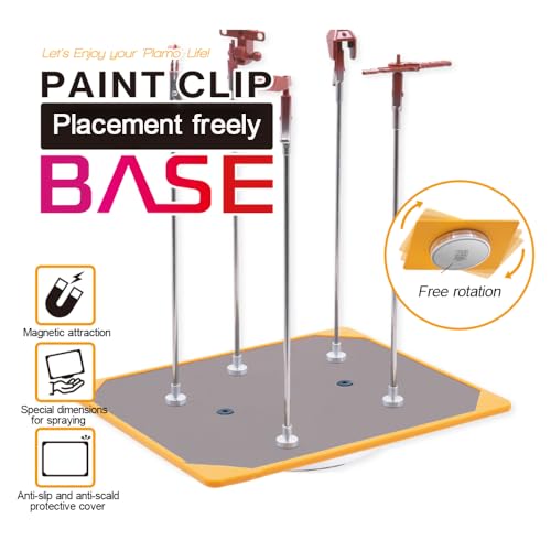 Metal Rotating Tray with 6 PCS Magnetic Threaded Base Special for Model Spraying, Suitable All-Metal Model Holder Clips, PMKJ033 B (Clips not Included) - size: Stainless turntable