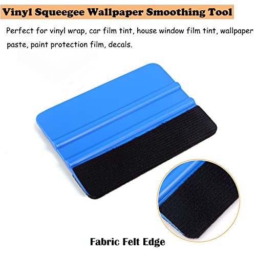 EHDIS 10pcs Vinyl Squeegee 4 Inch Car Vinyl Scraper Decal Applicator Window Tint Wallpaper Smoothing Tool with Black Fabric Felt Edge-Blue - color: Blue