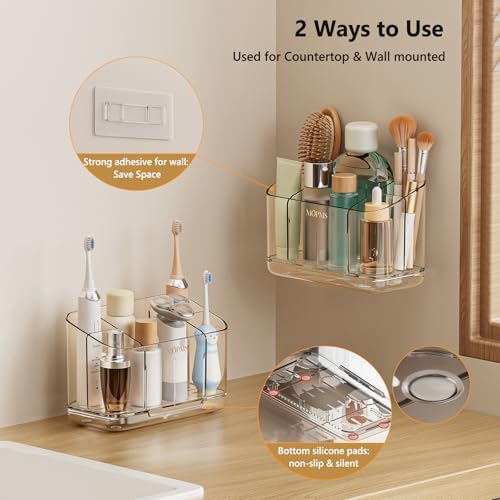 MOPMS Toothbrush Holders for Bathrooms with 5 Slots Adjustable Dividers - color: Clear