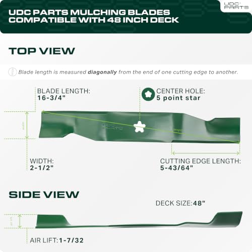 UDC Parts 532180054 Husqvarna 48 Inch Lawn Mower Blades Replacement, 3 Pack - size: 16-3/4" - 5 pt star