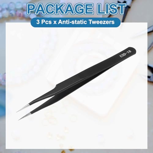 HARFINGTON 3pcs 4.92" Long ESD-18 Anti-static Straight Pointed Round Edge - size: 4.92"