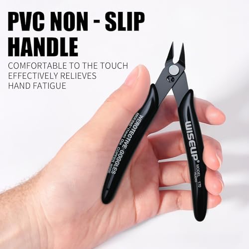 WISEUP 5pcs Small Wire Cutters, 170 Micro Flush Cutter Side Zip Tie Cutter