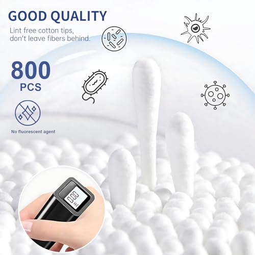 Pointed Tip Cotton Swabs, 800 Count Double Precision Tips Cotton Swabs Round Head Cotton Buds with Paper Stick, Cotton Buds for Makeup, Personal Care, Crafts - size: Round+Pointed Shape