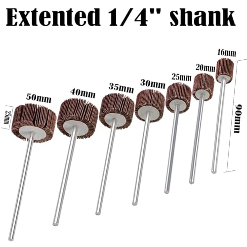 14 Pcs 90mm Extra Long 1/4'' Shank Flap Wheels Sander