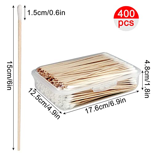 6 Inch Long Cotton Swabs, Pointed or Round Tips for Cleaning - size: 400 Count Round