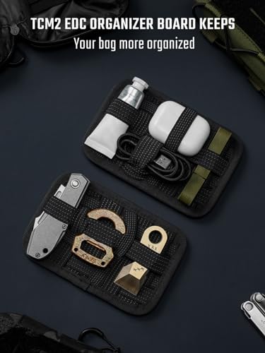 TACTICAL_GEEK TCM2 Mini EDC Organizer Board, Anti-Slip Elastic Woven Board,Bag Insert Panel for Small Gear, Backpack Accessories for Everyday Necessary Gadget (Black) - color: TCM2-Black