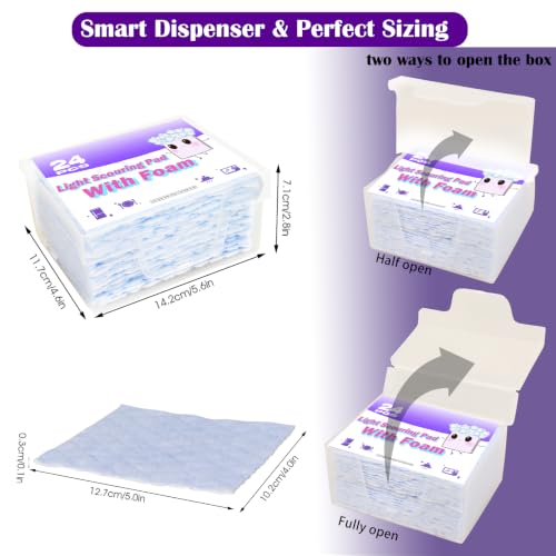 24 Pack Scouring Scrub Pad Singles with Foam | Multi-Surface | Non-Scratch - size: 24 PCS